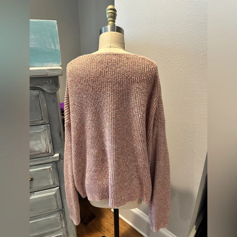 Michael Stars Dom Vneck Pullover Sweater Pink/Red - Picture 6 of 6